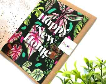 Happy New Home A6 Card, New Home Card, Moving Card, Illustrated Card, Houseplant Card, Plant Card