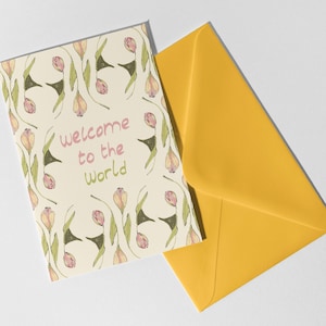 Tarjeta de bienvenida al mundo, tarjeta de bebé recién nacido
