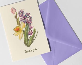 Floral Thank You Card: Illustrated A6 Greeting Card