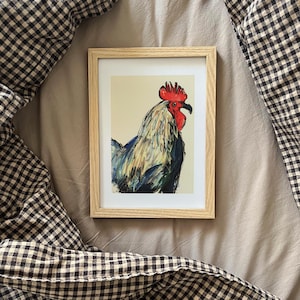 Rooster Chicken Illustration Art Giclée Print, Farmhouse Poster, Chicken Lovers Fine Art Print
