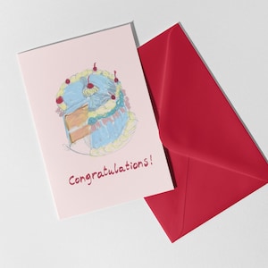 Biglietto di congratulazioni, biglietto di auguri con torta