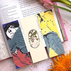 Colourful Illustrated Double Sided Bookmark Set of 3, Fashion Illustration Bookmarks