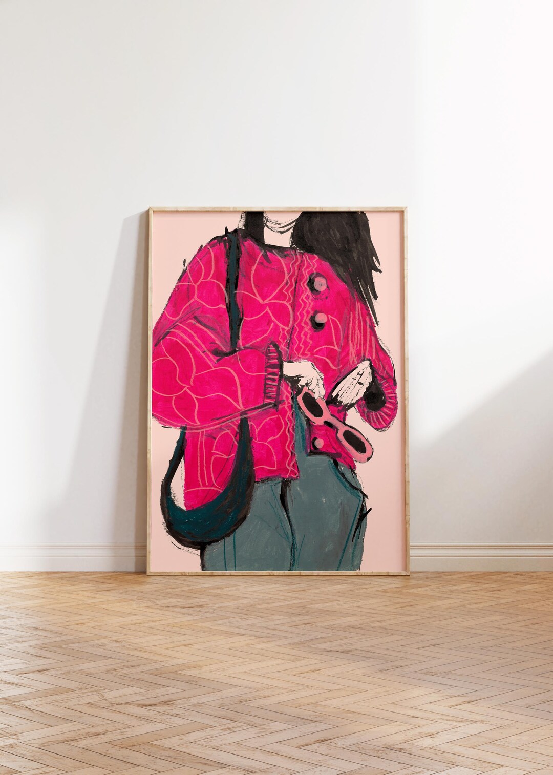 Pink Floral Jacket Art Print: Fashion Illustration Giclée - Etsy