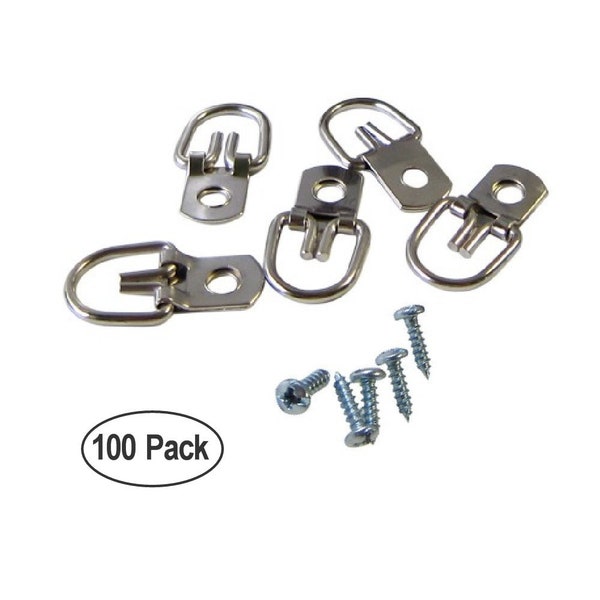 D Ring Picture Hangers with Screws - Pro Quality d-rings - 100 Pack - Picture Hang Solutions