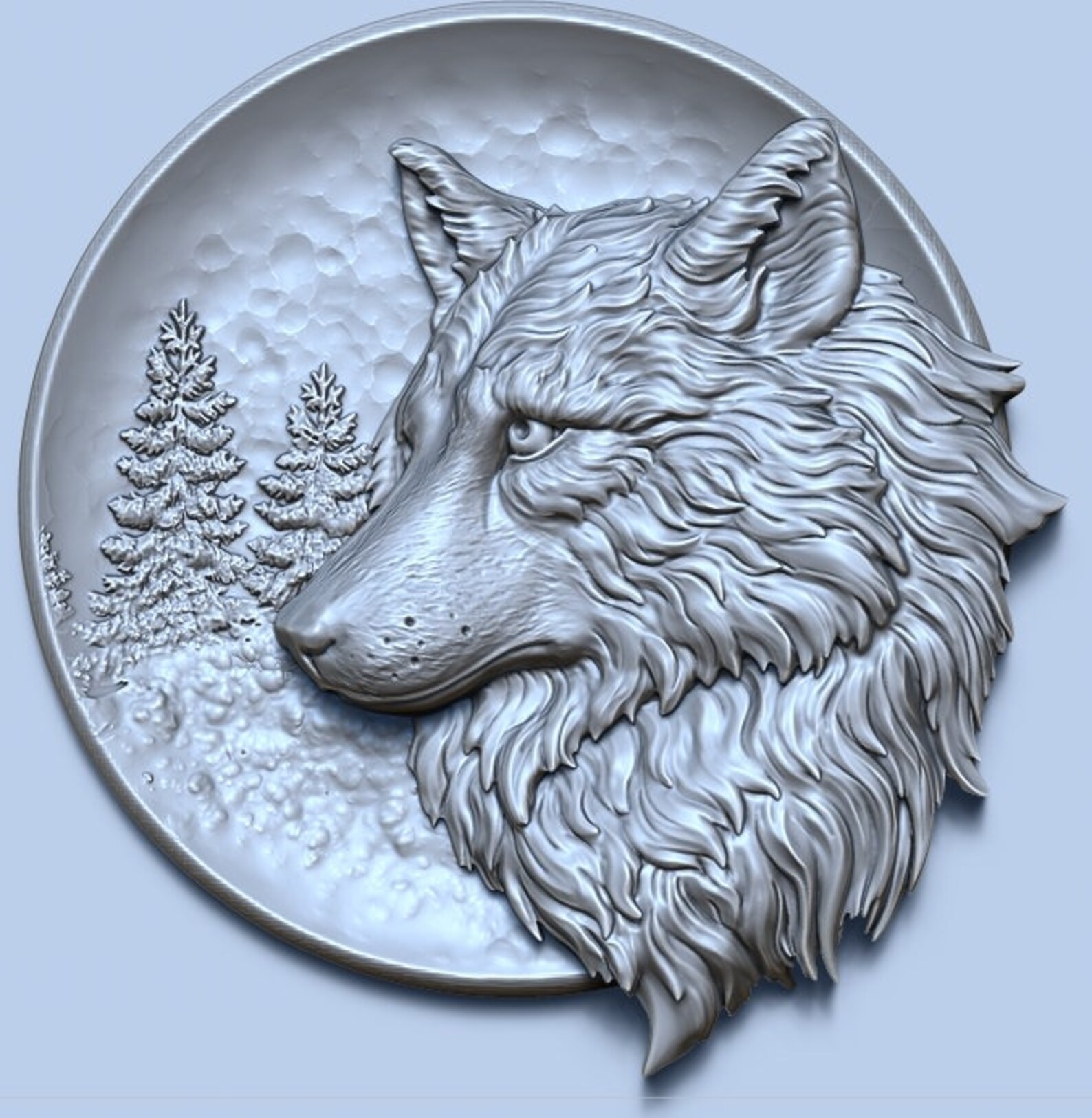 Wolf 3D STL Model for CNC Router Carving Machine Engraver