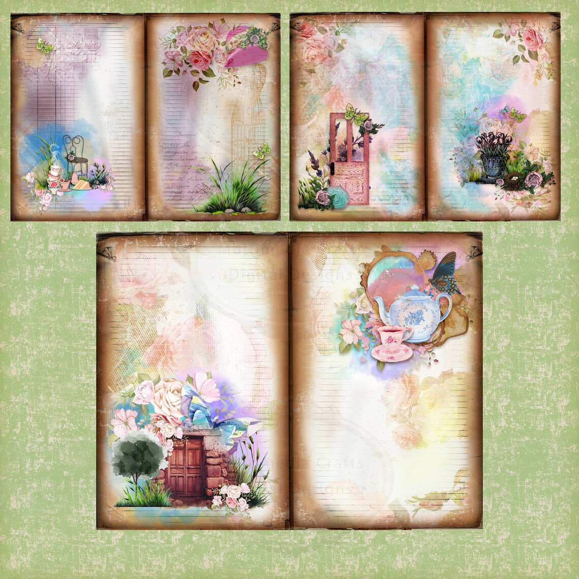 Pink Blossom Digital Journal Kit. CU. Vintage, Spring, Easter, Shabby ...