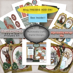 Christmas Charm Digital Ephemera Kit Add on.  Holiday, Seasonal, Scrapbook, Junk Journal, Cards, Tags