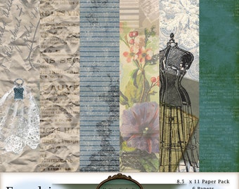 FREE PU 8.5 x 11" digital paper kit. 6 pc Nostalgic Era. Vintage, ephemera, wrinkled paper, scrapbooking, junk journaling