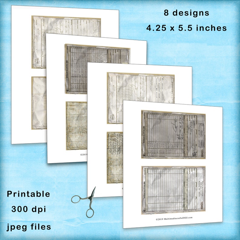 Proof_digital receipts. 4.25 x 5.5 vintage style receipts. Journal, scrapbook, mixed media printable paper image 4