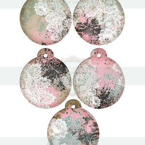 Blooming Ornaments_3.25 x 3.5 digital tags. Shabby chic, ephemera, scrapbook, journal image 6