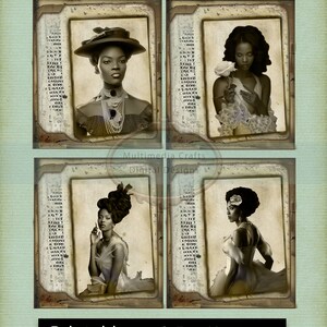 Ebony Beauties Digital Photos Kit. Vintage African Americans, Junk Journal, Scrapbooking, Cards, Tags, Mixed Media image 3