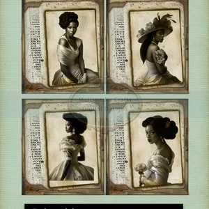 Ebony Beauties Digital Photos Kit. Vintage African Americans, Junk Journal, Scrapbooking, Cards, Tags, Mixed Media image 2
