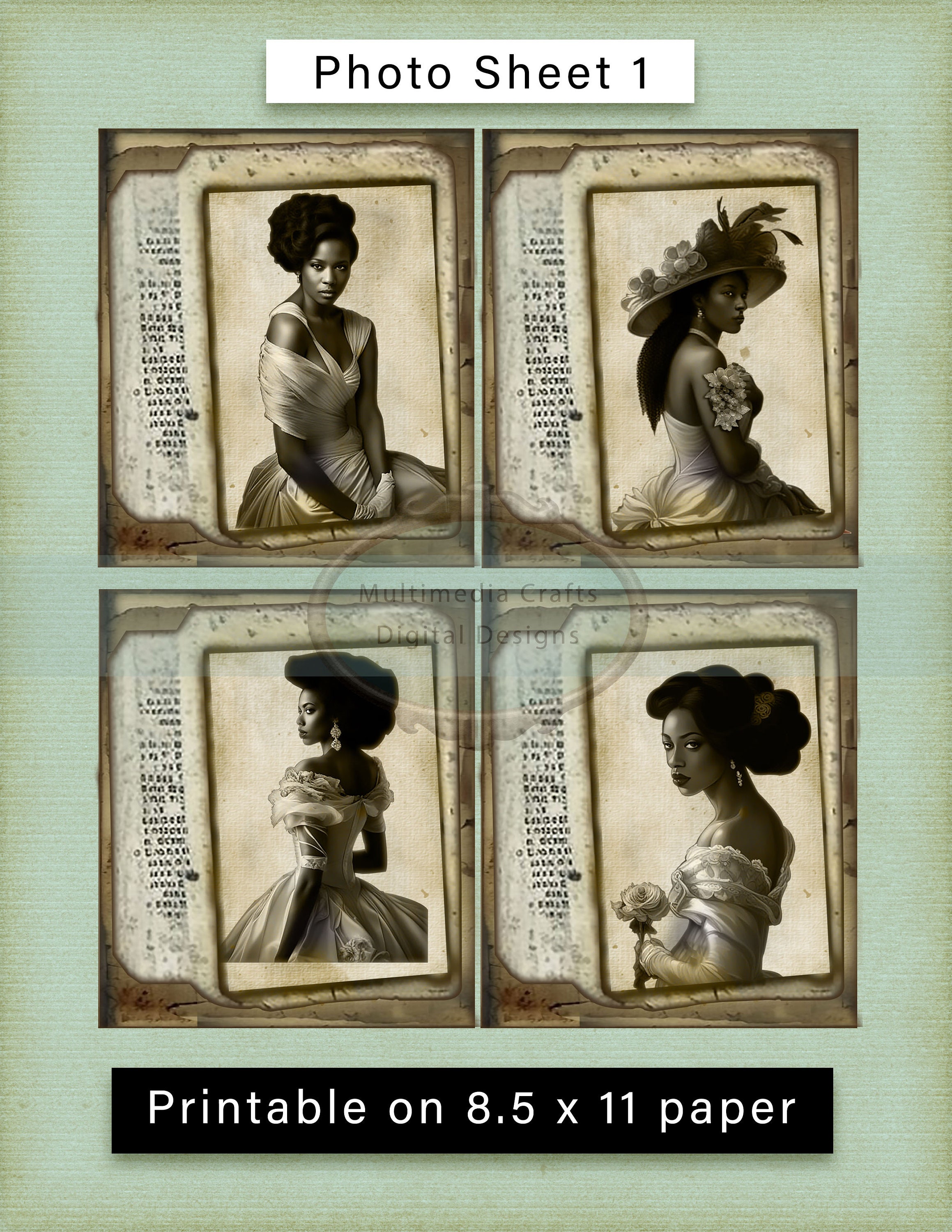 Ebony Beauties Digital Photos Kit. Vintage African Americans, Junk ...