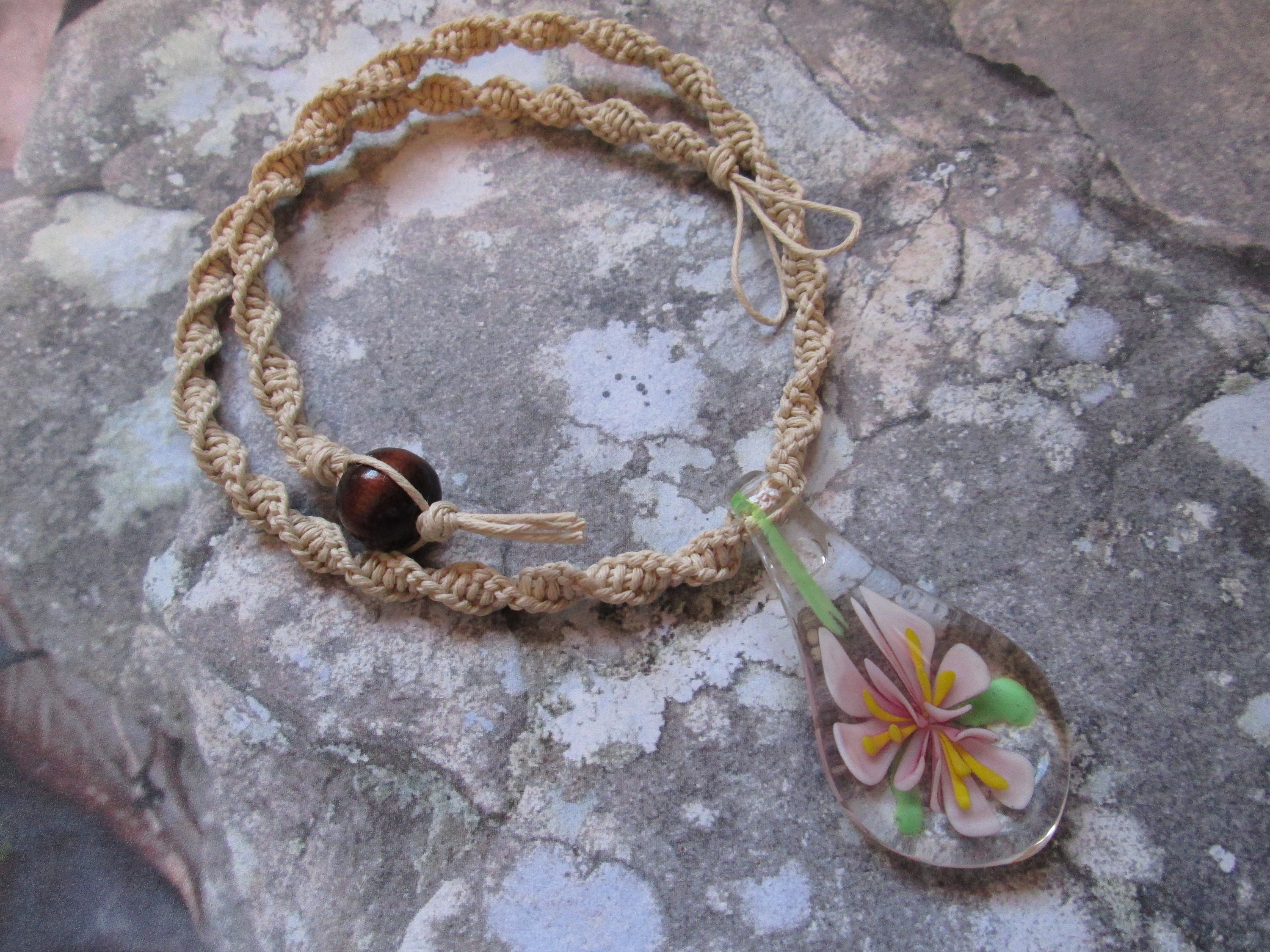 Hemp Necklace Flower Pendant Hemp Jewelry Custom Hemp Etsy