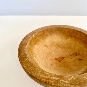 Primitive Wooden Dough Bowl Antique Treenware | Rustic Farmhouse Decor | Early American Hand Carved Folk Art Bowl | Patina Wood Kitchenware