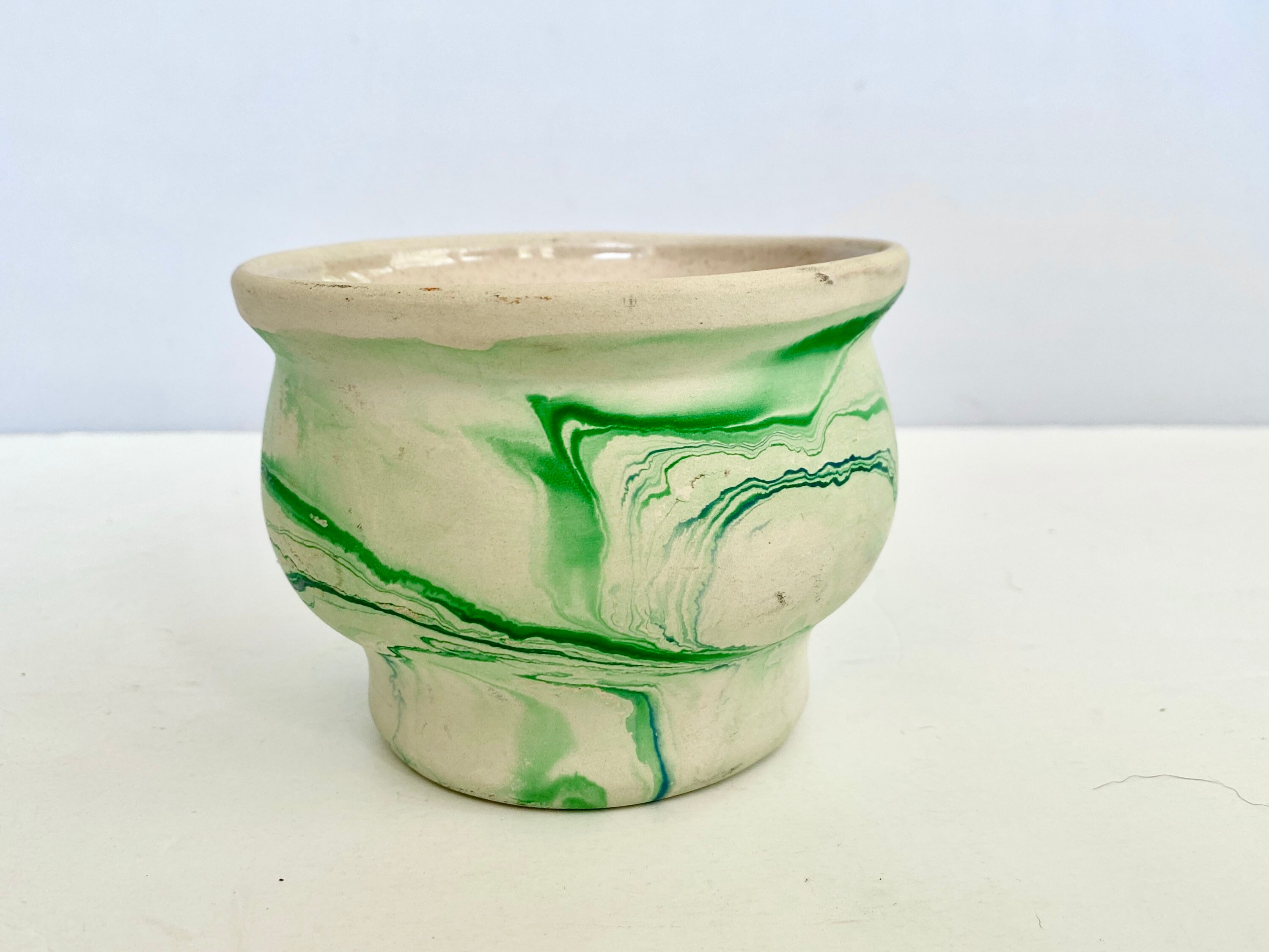 VTG Nemadji Pottery Boho Handmade Marbled Green Swirl Clay Etsy