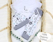Gender Neutral Baby Clothes, Organic Baby Clothes, Safari Baby Outfit, Organic Baby Onesie, Coming Home Baby, Hi I'm New Here Baby Outfit