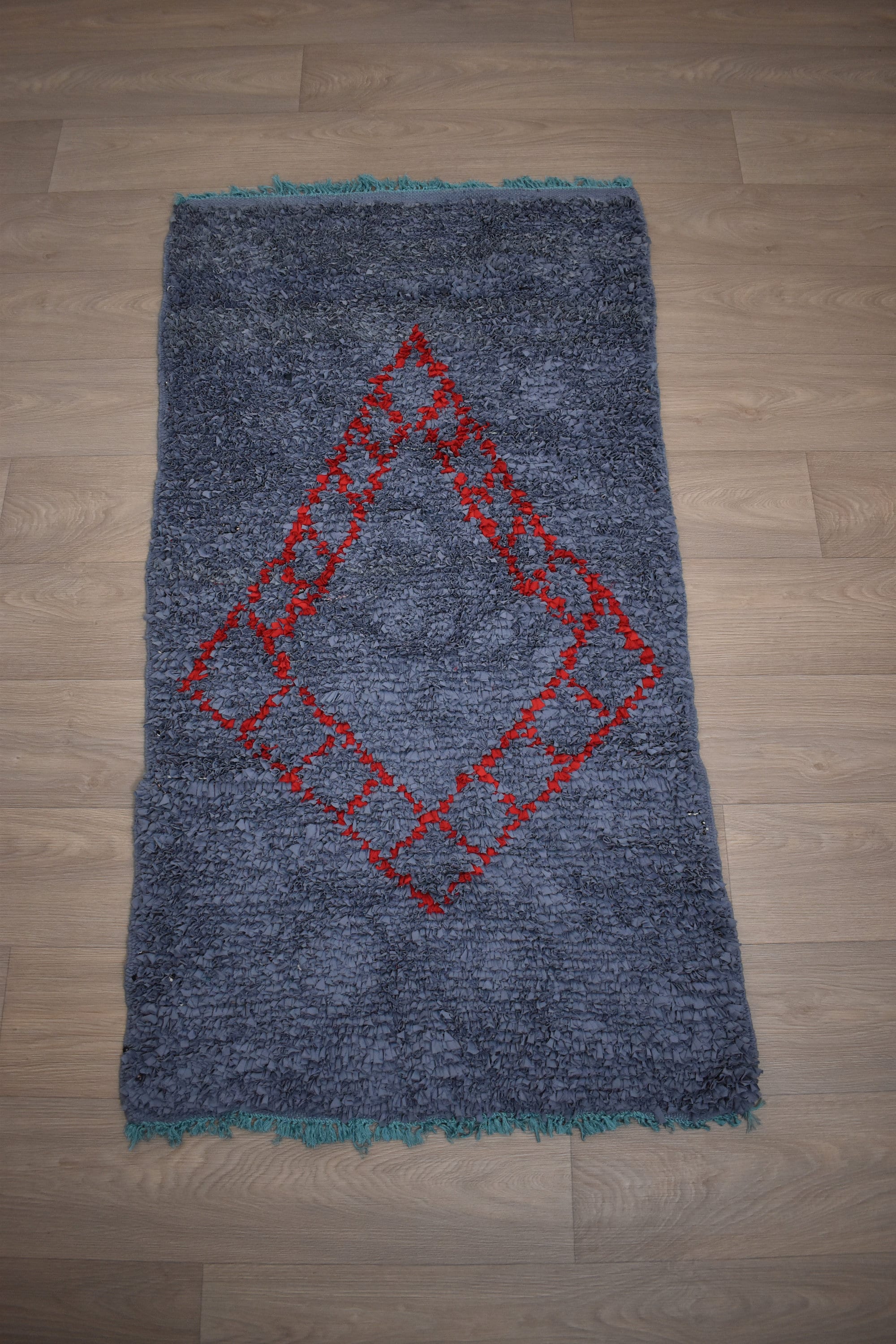 Tapis Marocain Berbère Boucherouite Gris/Rouge 160 X 85 cm 5, 2 2, 7 Ft