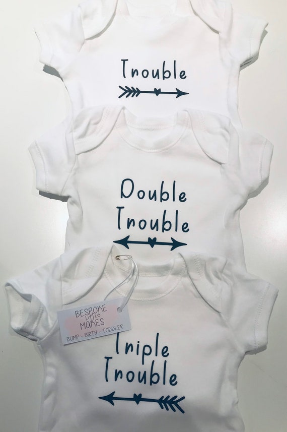 New Baby Triple Trouble Triplets Personalized Gift Baby All In Etsy