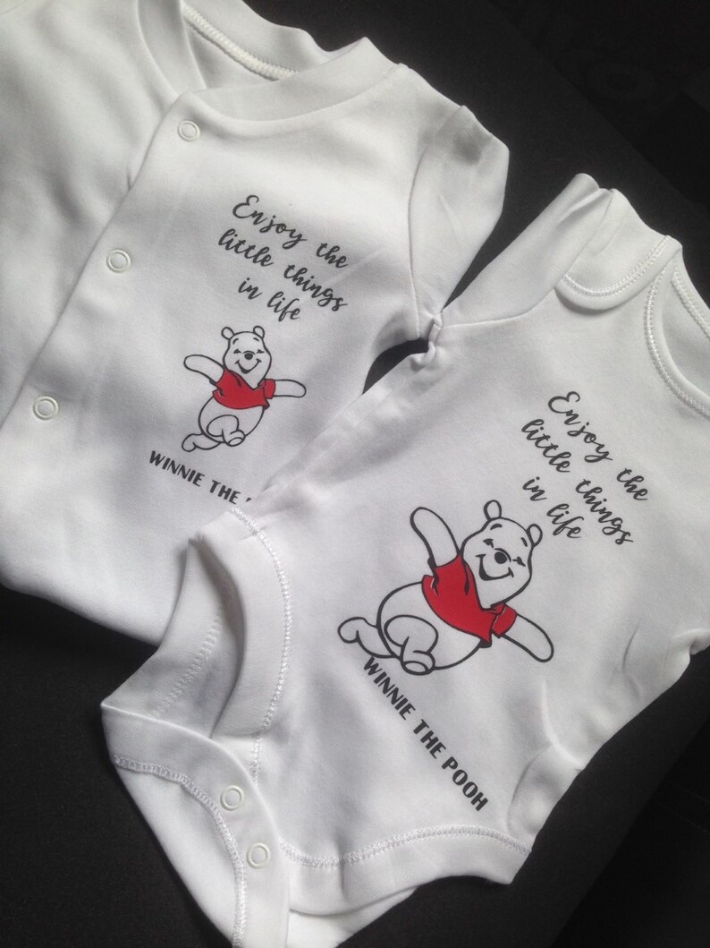 Baby Shower Personalised Baby Grow Winnie the Pooh 2 Piece Set All in One