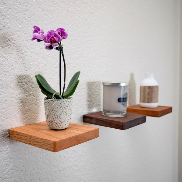 Floating Shelf | Wood Floating Shelf | Square Wood Shelf | Wall Mount Shelf | Small Wood Shelf I Wood Wall Decor I Wall Plant Holder