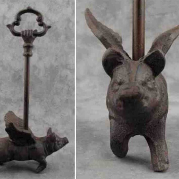 FLYING PIG Cast Iron Door Porter DOORSTOP  Decorative Carry Handle