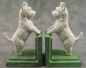 Pair of WEST HIGHLAND White Terrier Westie Dog Cast Iron BOOKENDS