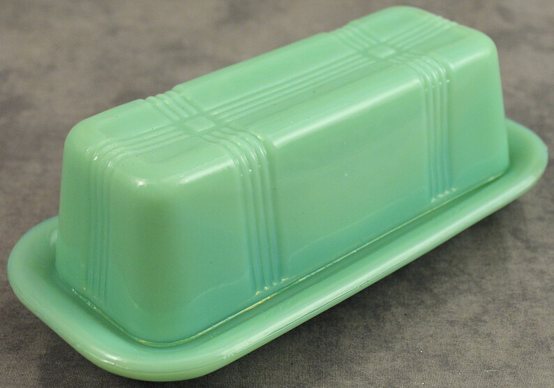 Jadeite GREEN Glass SUNBEAM Bread Lidded BUTTER Dish for 1/4 Etsy