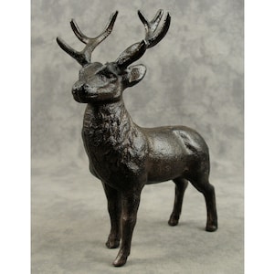 STAG DEER Cast Iron STATUE Wildlife Cabin Home Garden Decor