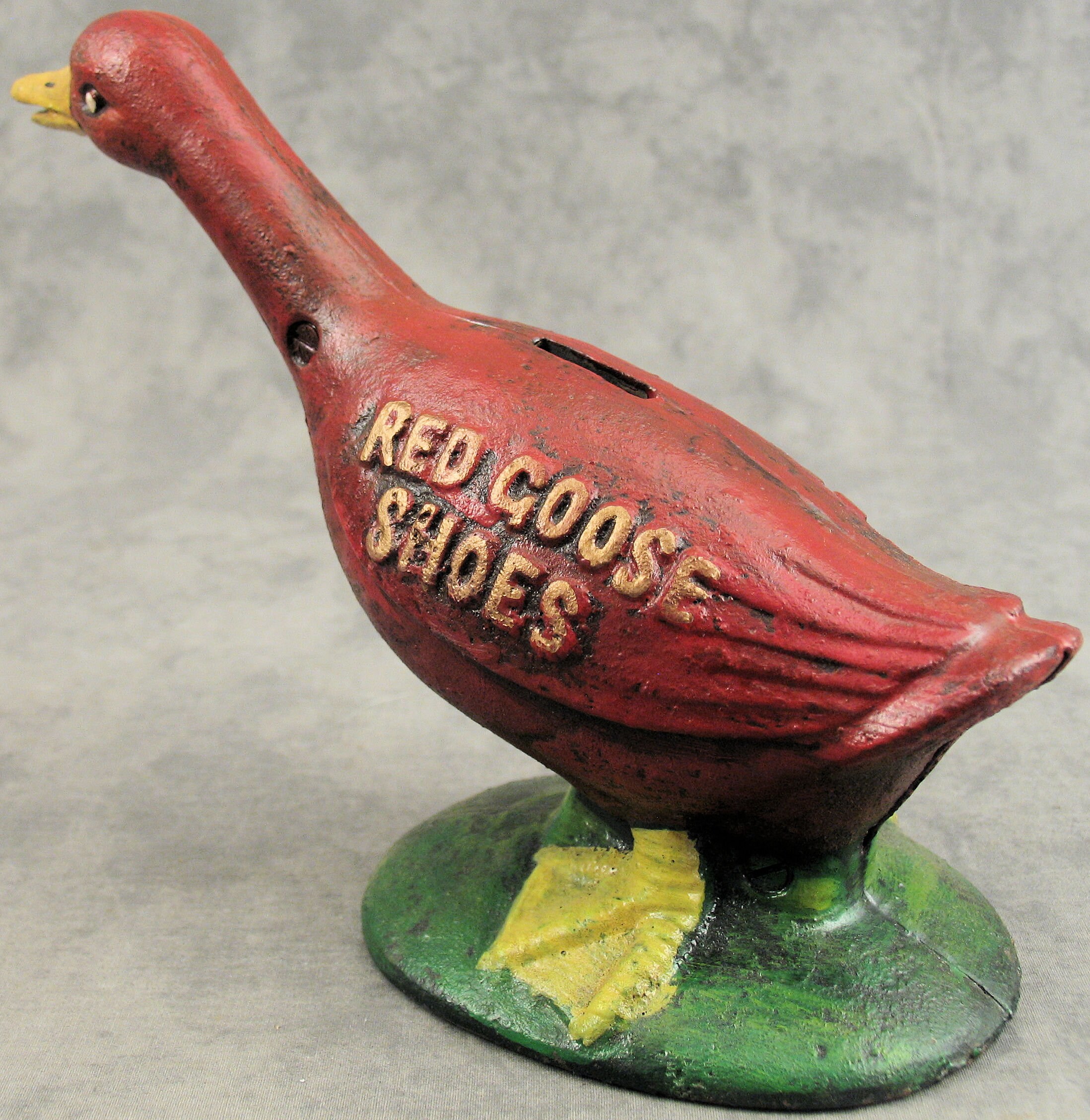 RED GOOSE Shoes Cast Iron Bank DOORSTOP Statue Farmhouse Decor Etsy