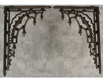 2 Architectural GOTHIQUE Renaissance Étagère en fonte BRACKETS Wall Corner Brackets Antiqued Brown