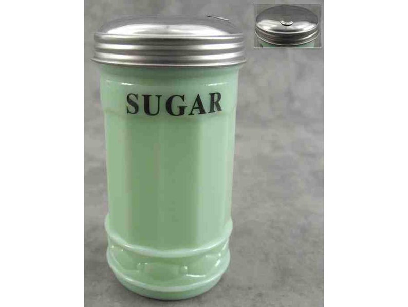 Jadeite GREEN Glass SUGAR SHAKER with Flip Spout Pourer Etsy