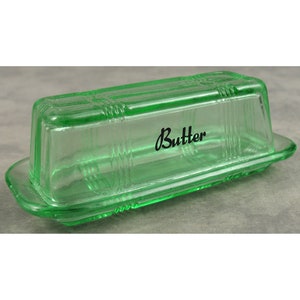 Apple GREEN Glass BUTTER DISH for 1/4 lb Stick Depression Style
