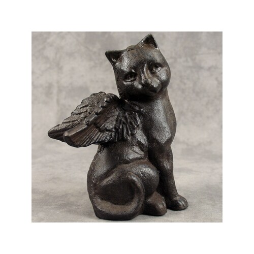 Winged CAT ANGEL STATUE Cast Iron Garden Statue Memorial Etsy