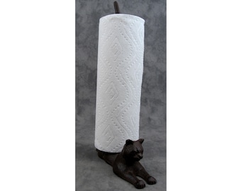 Resting CAT PAPER TOWEL Holder Cast Iron Kitchen Decor