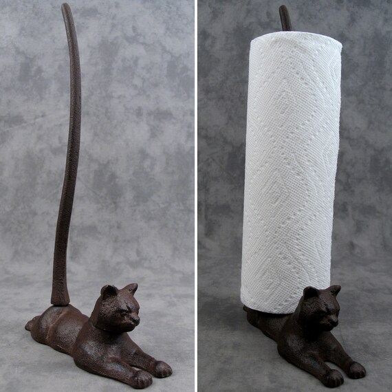 Cat Paper Towel Holder - Decorative Kitchen & Bathroom Countertop Organizer (Brown)