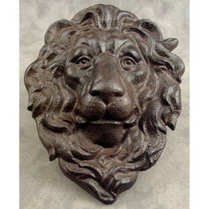 Majestic LION Head Cast Iron WALL SCULPTURE  Antiqued Brown