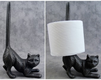 Playful CAT Cast Iron Standing Bathroom Toilet PAPER HOLDER