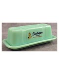 Jadeite GREEN Glass SUNBEAM Bread Lidded BUTTER Dish for 1/4 lb Stick Depression Style