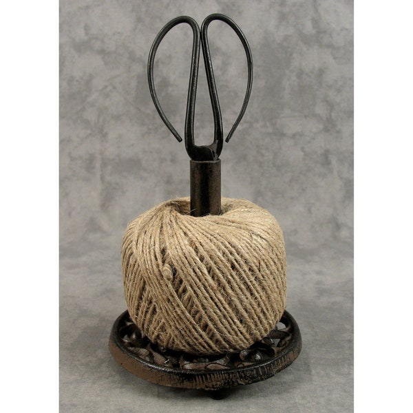 Cast Iron STRING TWINE HOLDER with Scissor for Kitchen or Crafts