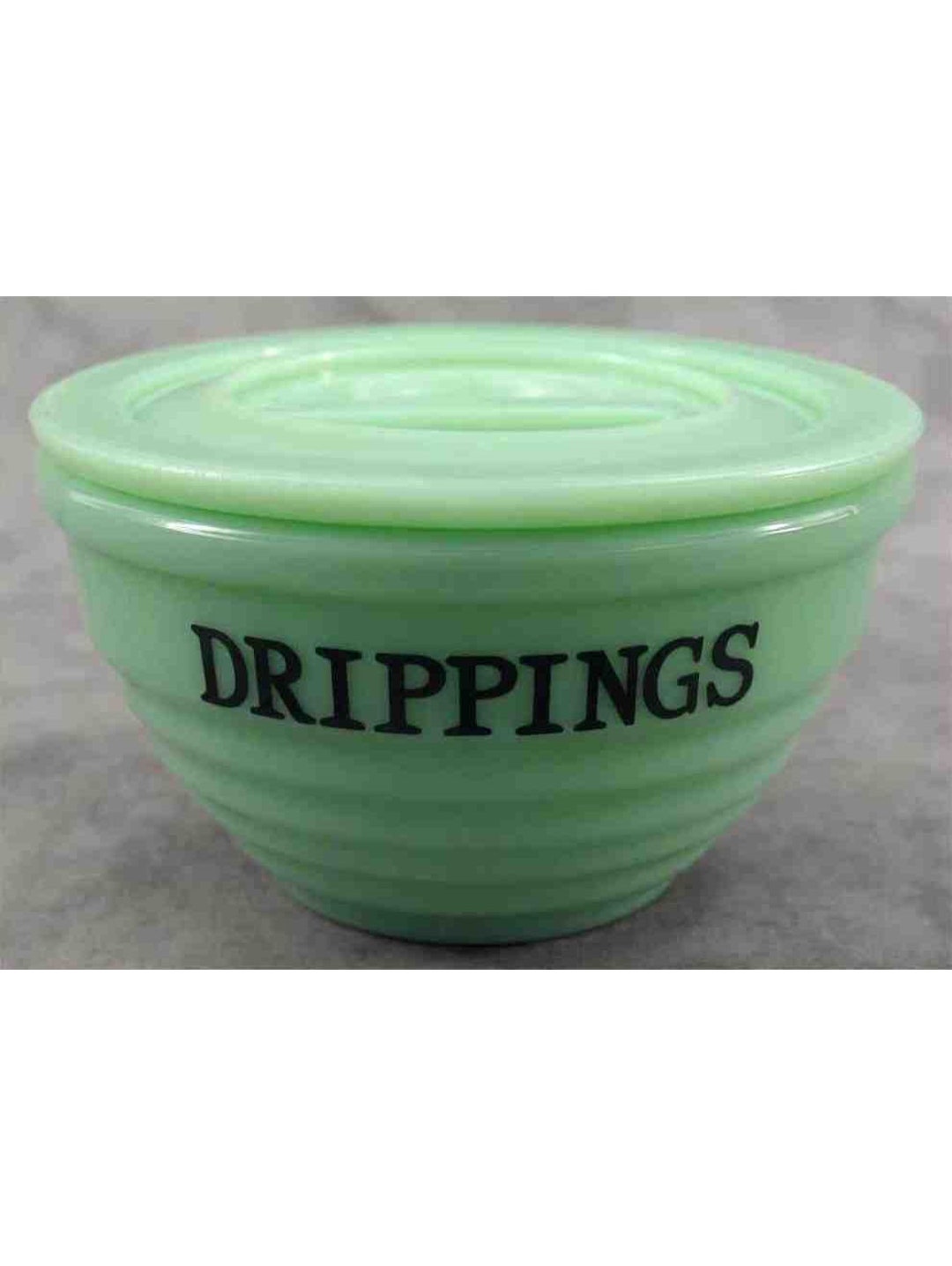 Jadeite GREEN Glass Grease DRIPPINGS BOWL Ribbed Beehive Lidded Container Depression Style Etsy