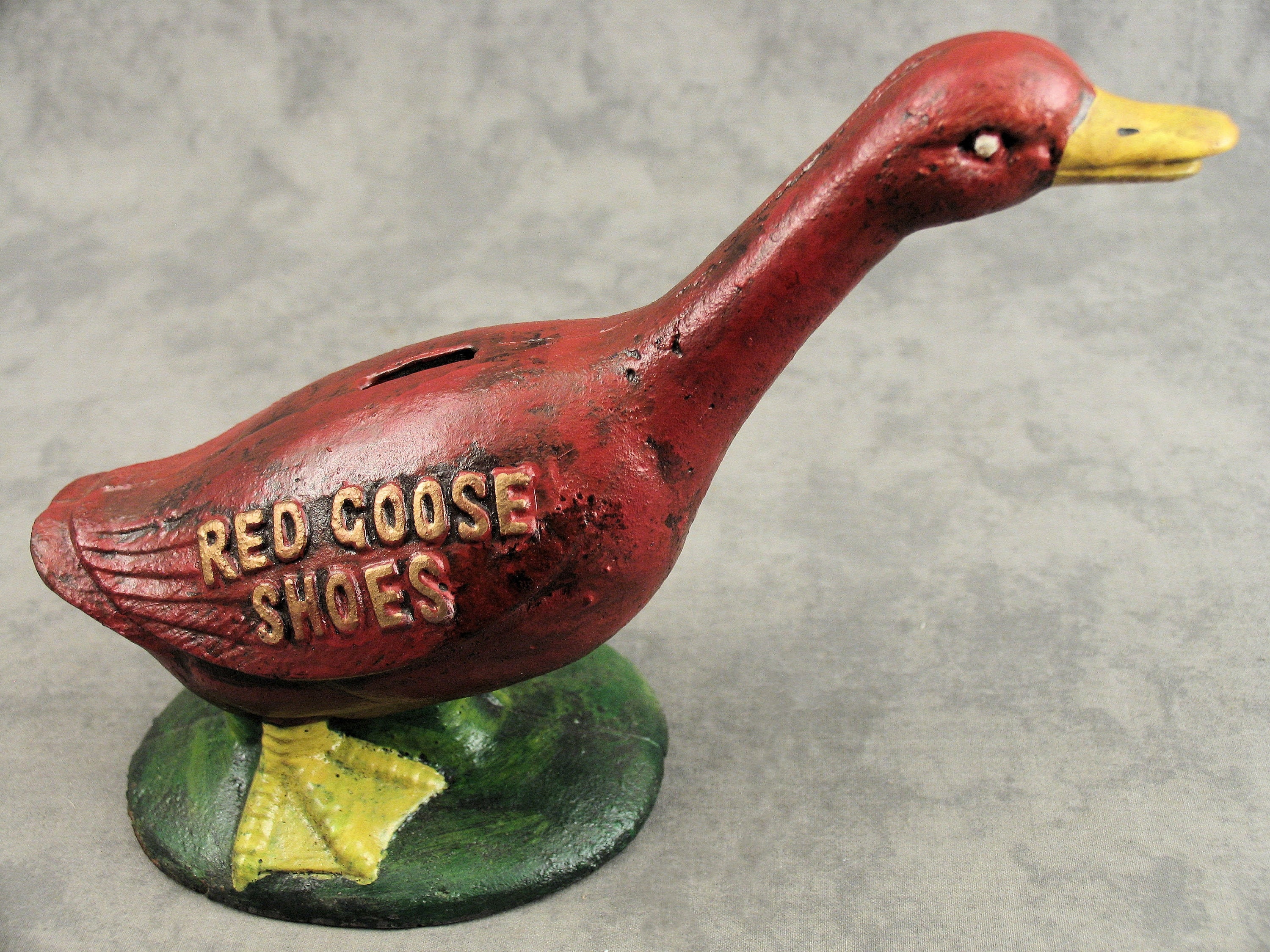 RED GOOSE Shoes Cast Iron Bank DOORSTOP Statue Farmhouse Decor Etsy