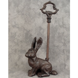 COUNTRY RABBIT Door Porter DOORSTOP Cast Iron with Decorative Carry Handle