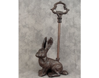 COUNTRY RABBIT Door Porter DOORSTOP Cast Iron with Decorative Carry Handle