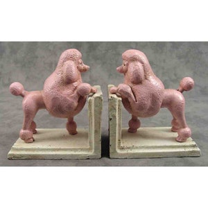 Pair of PINK POODLE Cast Iron BOOKENDS