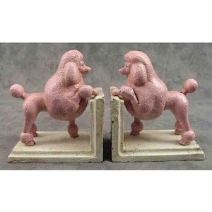 Pair of PINK POODLE Cast Iron BOOKENDS