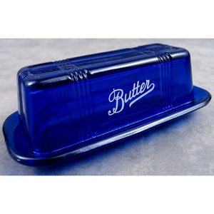 Cobalt BLUE Glass BUTTER DISH for 1/4 lb Stick Depression Style