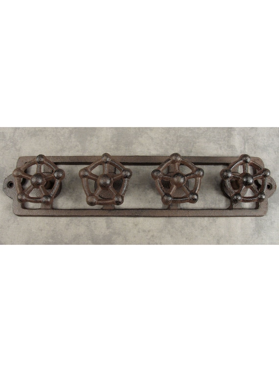VICTORIAN 15 HOOK Cast Iron MULTI-ARM WALL BRACKET Hat Coat Jewelry FOLDING RACK