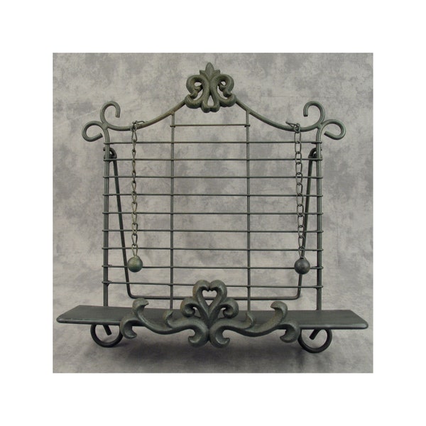 French COUNTRY Wrought Iron COOKBOOK STAND Book Holder Easel Fleur-de-Lis Cast Iron