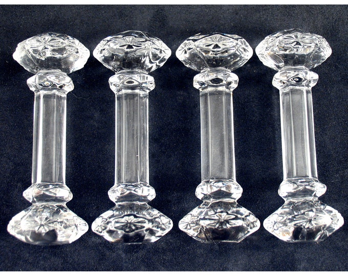 Elegant CRYSTAL Glass KNIFE RESTS Set of 4 Depression Style Glass